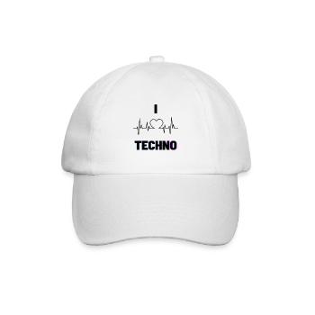 I Love Techno dark - Baseballkappe - Weiß/Weiß - Vorne