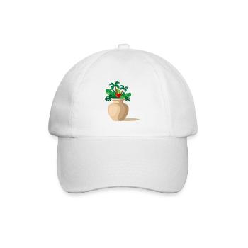 Vase Dschungel - Palmen Tropen - Baseballkappe - Weiß/Weiß - Vorne