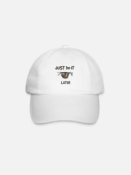 Just do it later - Faultier - Baseballkappe - Weiß/Weiß