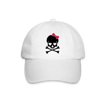Totenkopf mit Schleife - Baseballkappe - Weiß/Weiß - Vorne