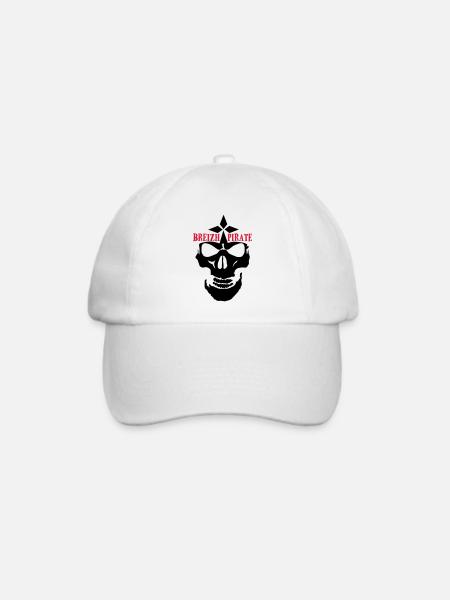breizh piraten toten kopf crane skull logo - Baseballkappe - Weiß/Weiß