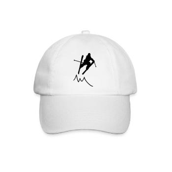 Skispringerkontur mit Berg / Skifahrer III - Baseballkappe - Weiß/Weiß - Vorne