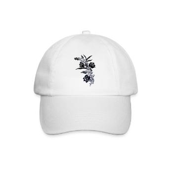 Nachtblüten Umrisse Indigo - Baseballkappe - Weiß/Weiß - Vorne