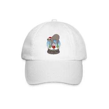 Faultier Schneekugel Feliz Navidad Feliz Navi Nap - Baseballkappe - Weiß/Weiß - Vorne