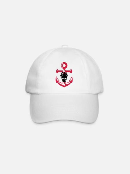 Anker und Schädel - Baseballkappe - Weiß/Weiß