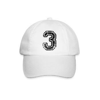 3 - Nummer - Baseballkappe - Weiß/Weiß - Vorne