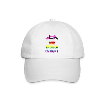 Wir treiben es bunt! funny lesbian gay pride - Baseballkappe - Weiß/Weiß - Vorne