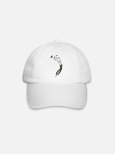 feder mit vögel - Baseballkappe - Weiß/Weiß