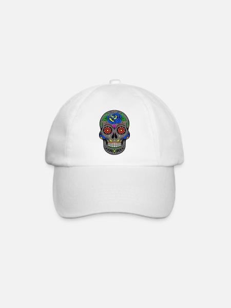 Totenkopf - Baseballkappe - Weiß/Weiß