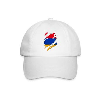 Armenien Flagge zerrissenes Motiv - Baseballkappe - Weiß/Weiß - Vorne
