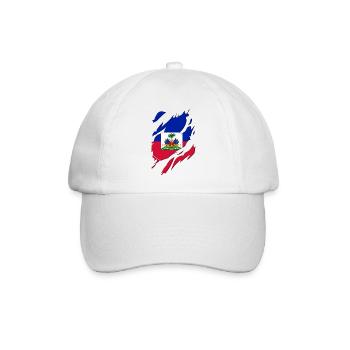 Haiti Flagge zerrissenes Motiv - Baseballkappe - Weiß/Weiß - Vorne