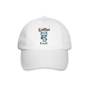 coffee cat - Baseballkappe - Weiß/Weiß - Vorne