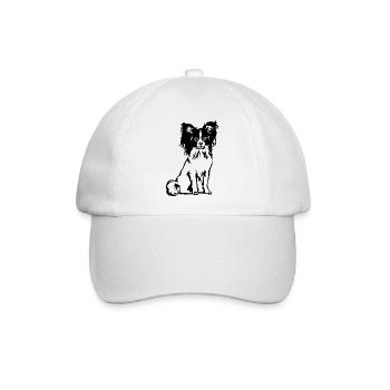 Papillon Spaniel - Baseballkappe - Weiß/Weiß - Vorne