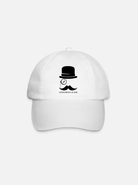 Gentleman Gauner mit Zylinder und Monokel - Baseballkappe - Weiß/Weiß