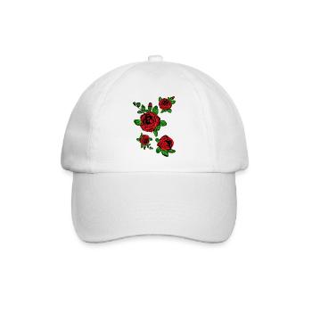 Rote Rosen blühen - Baseballkappe - Weiß/Weiß - Vorne