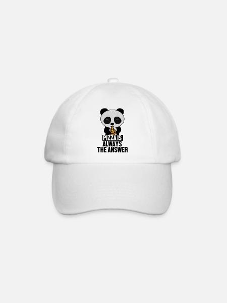Lustiger Panda, Pizza ist immer die Antwort - Baseballkappe - Weiß/Weiß