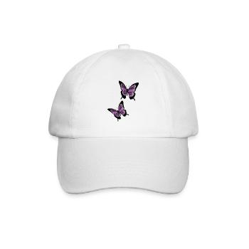 Lila / Flieder Schmetterlinge - Baseballkappe - Weiß/Weiß - Vorne