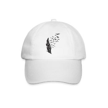 Federflug Silhouette mit Vogelzug - Baseballkappe - Weiß/Weiß - Vorne