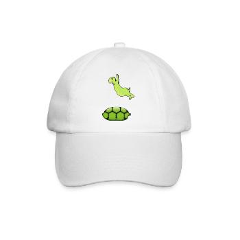 Schildkröte im Sprung (DDP, Cartoon Style) - Baseballkappe - Weiß/Weiß - Vorne