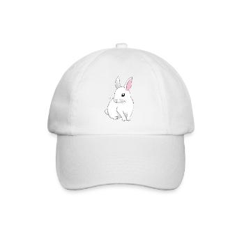weißer Hase sitzend - Baseballkappe - Weiß/Weiß - Vorne