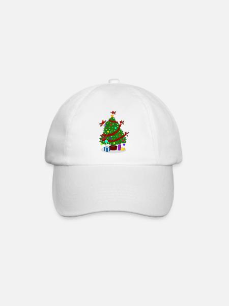 Robin um den Weihnachtsbaum - Baseballkappe - Weiß/Weiß
