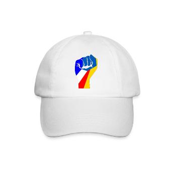 Ukrainische und französische Flagge Ich unterstütze die Ukraine - Baseballkappe - Weiß/Weiß - Vorne