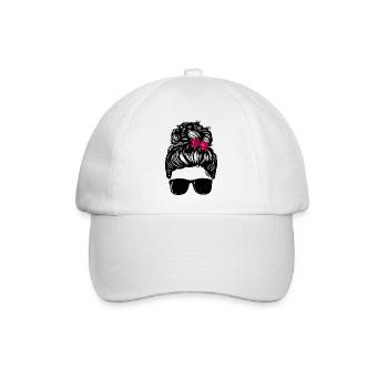 Girl Messy Bun with Bow - Baseballkappe - Weiß/Weiß - Vorne