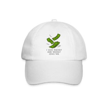 LIEBE GELD LIEBEN GELDGEIL GEIL REICH AKTIE MOTIV - Baseballkappe - Weiß/Weiß - Vorne