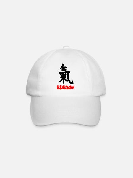 Energie-Kanji-Zeichen mit Text Energie - Baseballkappe - Weiß/Weiß