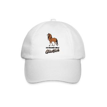 Pferde Statement Galopp Pferdefan Islandpferde - Baseballkappe - Weiß/Weiß - Vorne