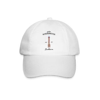 Norderney, Nordsee, großer Leuchtturm, Zeichnung - Baseballkappe - Weiß/Weiß - Vorne
