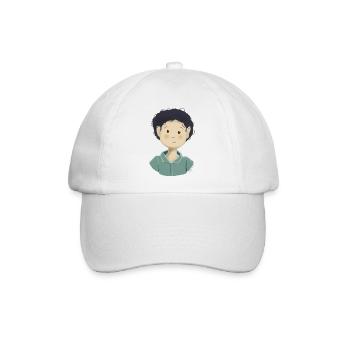 Süßer kleiner Junge lockiges Haar - Baseballkappe - Weiß/Weiß - Vorne