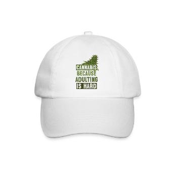 Cannabis because adulting is hard Bud Green - Baseballkappe - Weiß/Weiß - Vorne