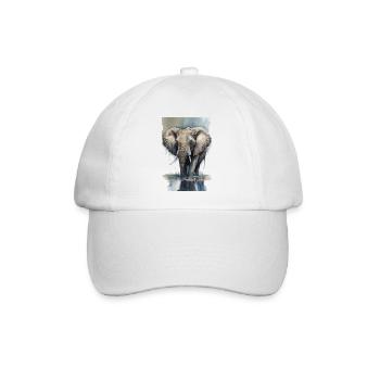 Elefant Aquarell - Baseballkappe - Weiß/Weiß - Vorne