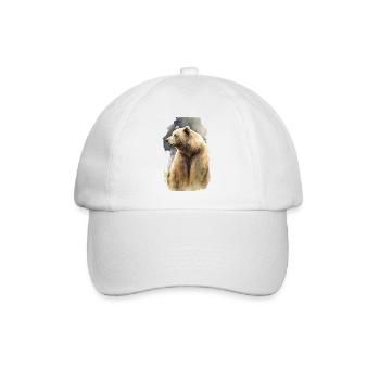 Grizzly Bär Aquarell - Baseballkappe - Weiß/Weiß - Vorne