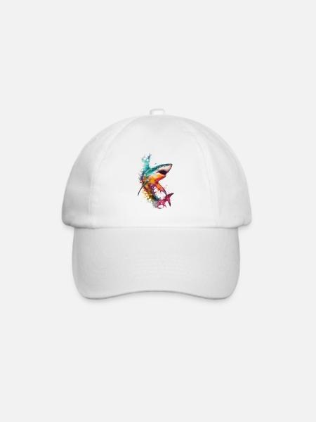 Paint the Shark - alle Schnelligkeit dem Hai - Baseballkappe - Weiß/Weiß