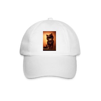 Katze Steampunk Style - Baseballkappe - Weiß/Weiß - Vorne