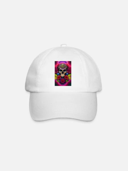 Totenkopf mit Rosen - Baseballkappe - Weiß/Weiß