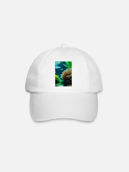 Fische, Aquarium - Baseballkappe - Weiß/Weiß