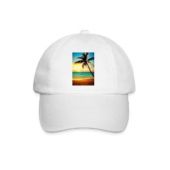 Karibik Palmen Strand - Baseballkappe - Weiß/Weiß - Vorne