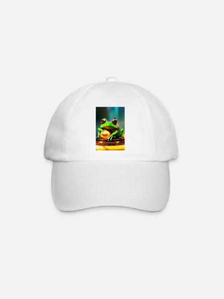 Frosch mit Gold Kugel - Baseballkappe - Weiß/Weiß