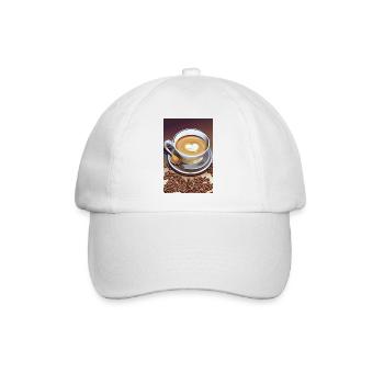 Kaffee, Kaffeebohnen - Baseballkappe - Weiß/Weiß - Vorne