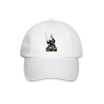 Japanischer Hase in Samurairüstung in Ukiyo-e Stil - Baseballkappe - Weiß/Weiß - Vorne