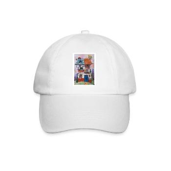 Aquarell - Haus - Baseballkappe - Weiß/Weiß - Vorne
