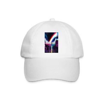 Futuristische Regenbogen Stadt Kunst - Baseballkappe - Weiß/Weiß - Vorne