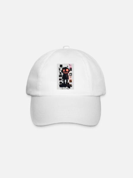 Robot Graffiti Design by ART8NS Art ON Streetwear - Baseballkappe - Weiß/Weiß
