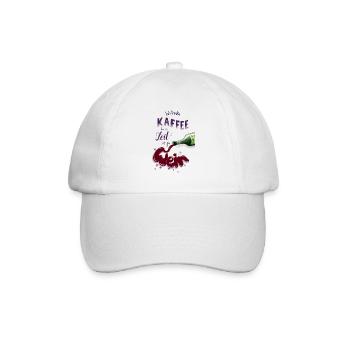 Ich trinke Kaffee bis es Zeit ist für Wein - Baseballkappe - Weiß/Weiß - Vorne