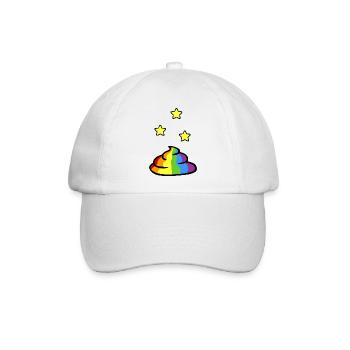 Regenbogenkacke mit gelben Sternen - Baseballkappe - Weiß/Weiß - Vorne
