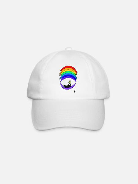 Squiti die schwarze Katze auf dem Regenbogen - Baseballkappe - Weiß/Weiß