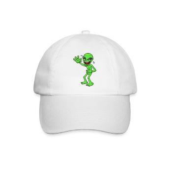 Lachender Außerirdischer - Baseballkappe - Weiß/Weiß - Vorne